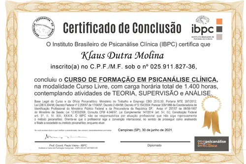 Klaus Molina - Psicanalista Clínico - Atendimento On-Line: demandas em depressão, ansiedade, dificuldades no relacionamento social, distúrbios de humor, obsessões e compulsões, angústia e crise conjugal e familiar.